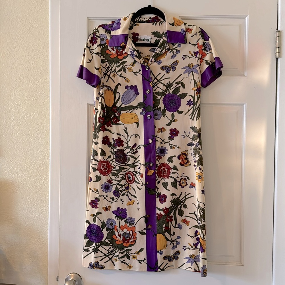 Andrea Gayle vintage flowered shirt dress, size small